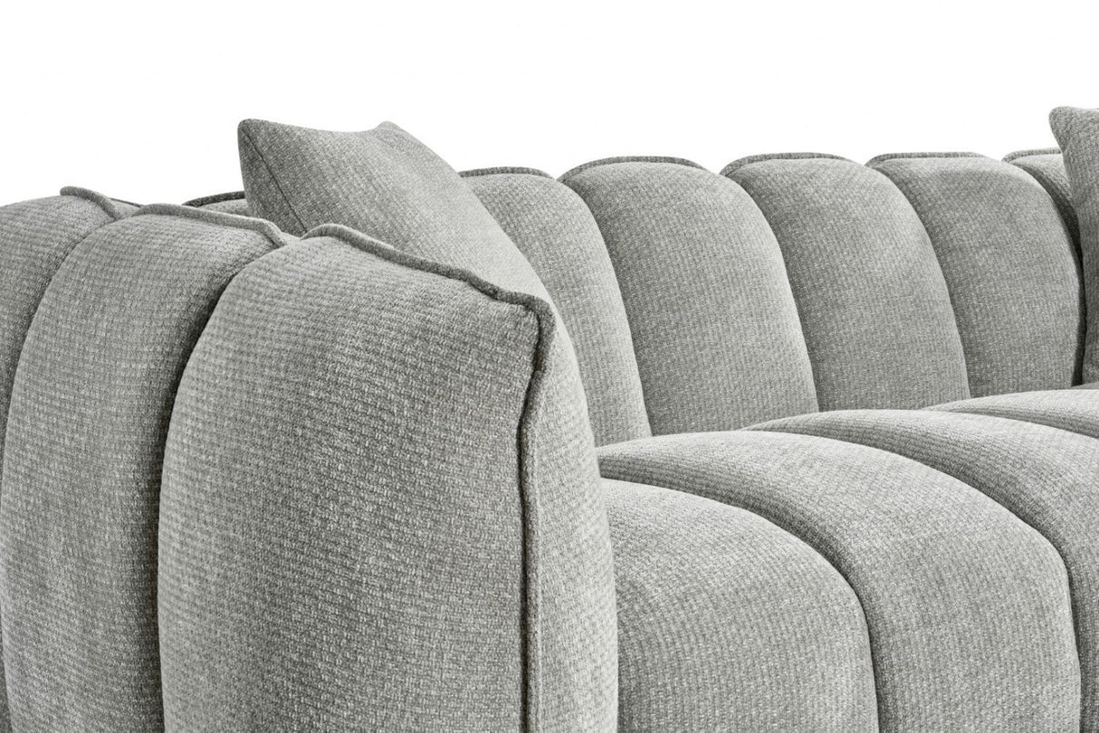 Grey Fabric Channel Tufted 2 Seater Sofa