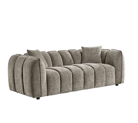 Mocha Fabric Channel Tufted Design 3 Seater Sofa