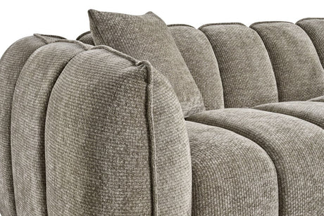 Mocha Fabric Channel Tufted Design 2 Seater Sofa