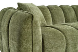 Olive Green Fabric Channel Tufted Design 3 Seater Sofa