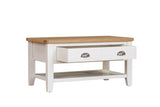 Cashmere Wooden 2 Drawer Coffee Table Oak Top with Shelf
