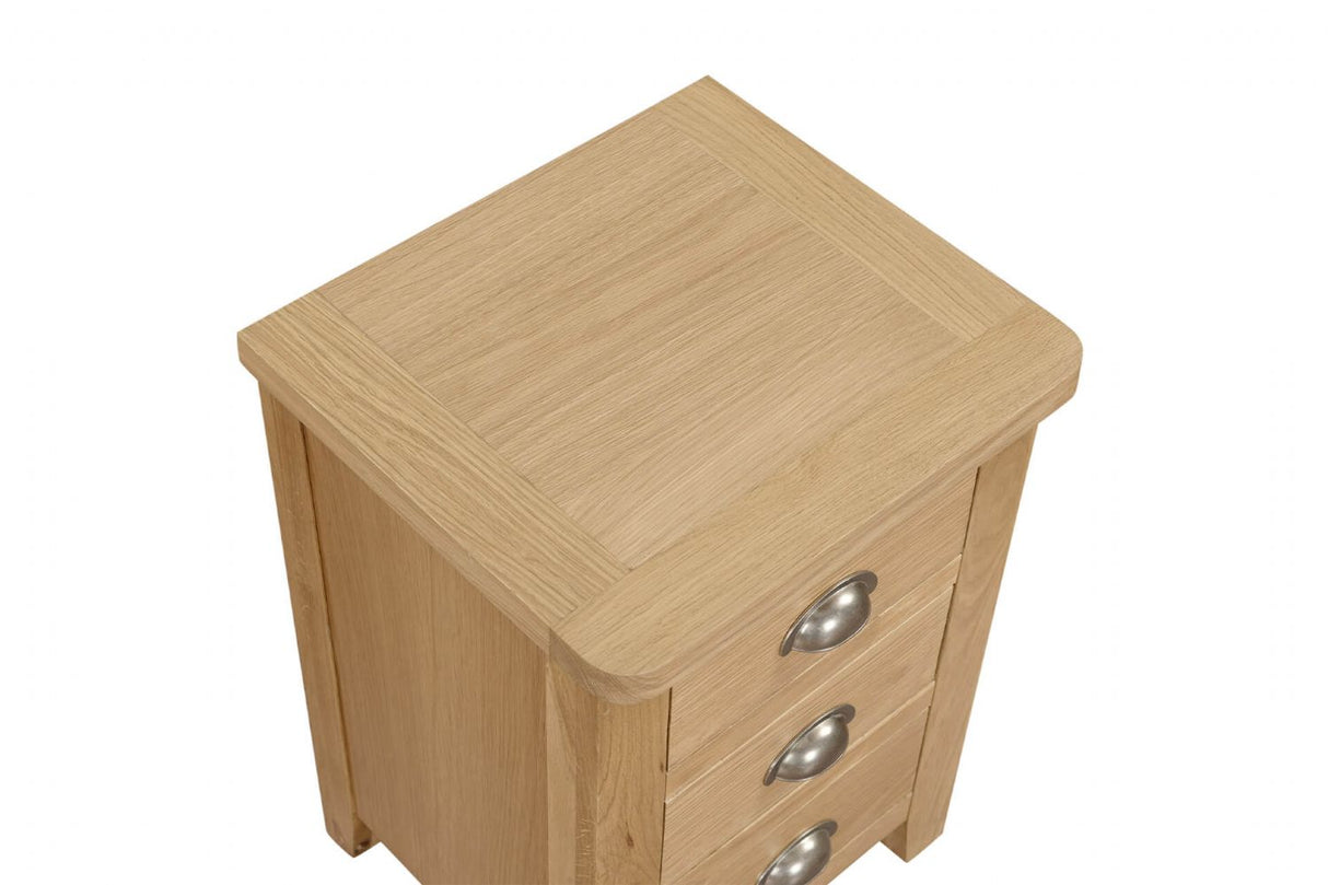 Marsden Bedside Table 3 Drawer Natural Oak (Nett)