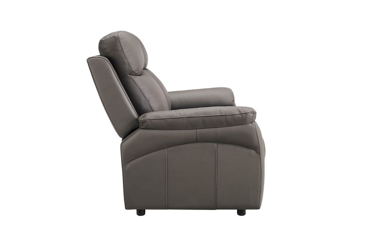 Truffle Leather Single Seater Sofa with Padded Armrests
