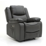 Grey Leather Effect Electric Recliner Armchair