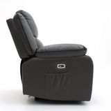 Grey Leather Effect Electric Recliner Armchair