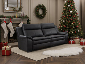 Black Leather 3 Seater Electric Recliner Sofa