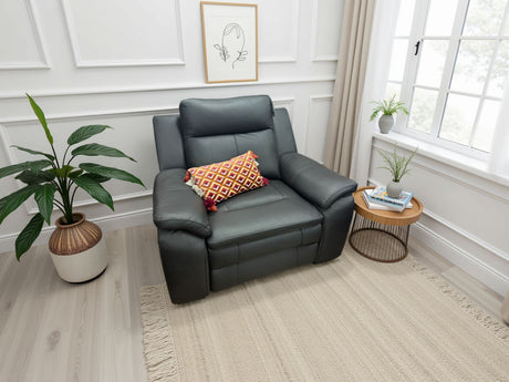 Black Genuine Leather Electric Recliner Armchair