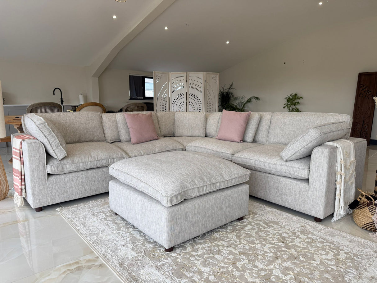 Santorini Sofa Grey Large Corner with Footstool - Ready2Go Furniture