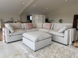 Santorini Sofa Grey Large Corner with Footstool - Ready2Go Furniture