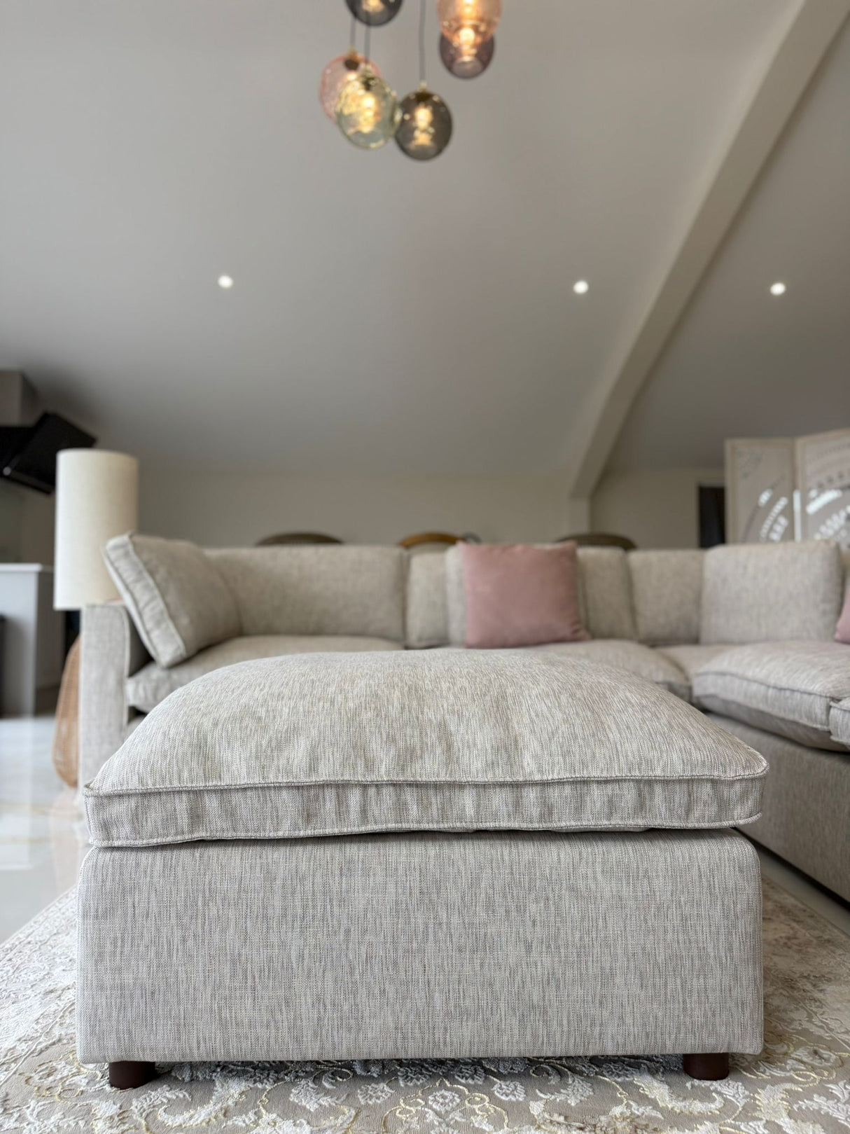 Santorini Sofa Grey Large Corner with Footstool - Ready2Go Furniture