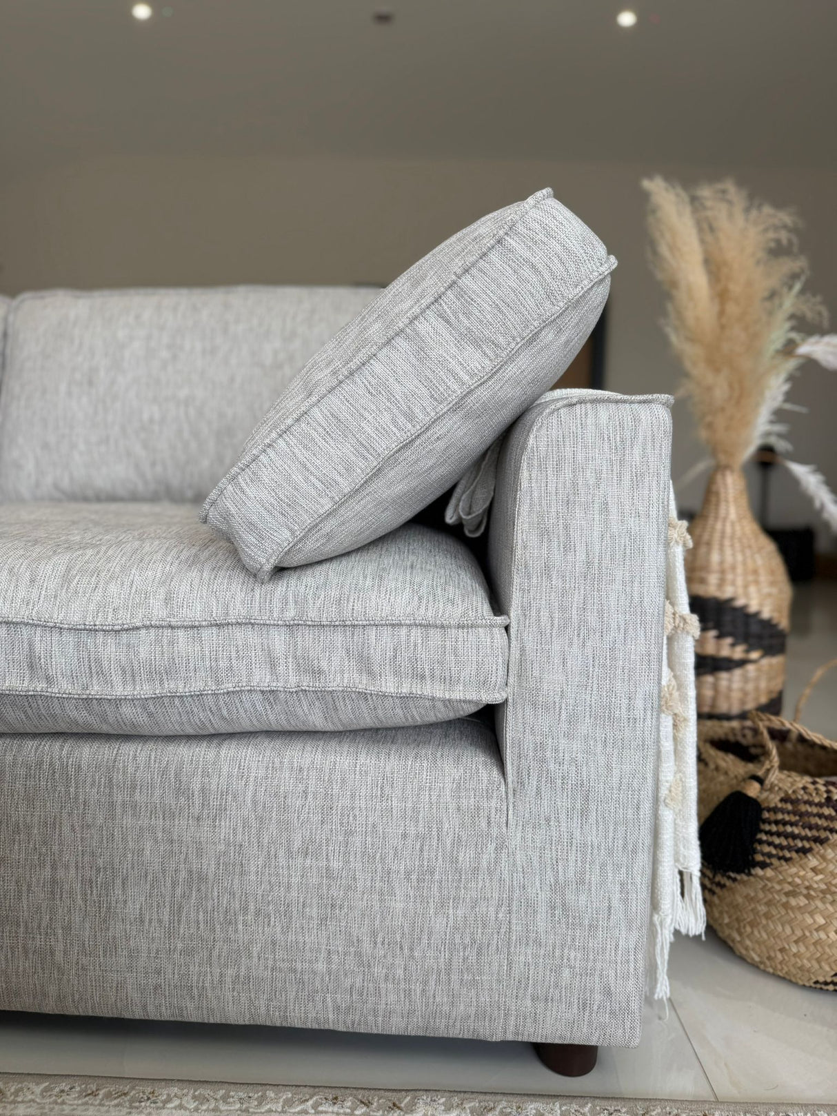 Santorini Sofa Grey Large Corner with Footstool - Ready2Go Furniture