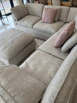 Santorini Sofa Grey Large Corner with Footstool - Ready2Go Furniture