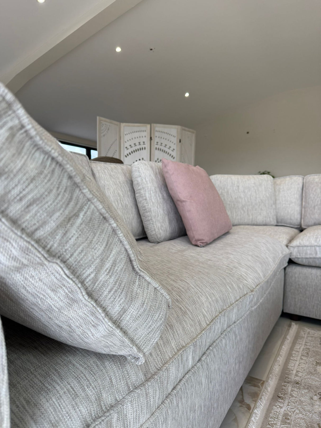 Santorini Sofa Grey Large Corner with Footstool - Ready2Go Furniture