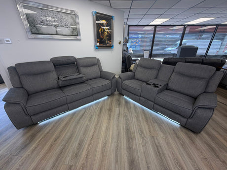 Paradise Cinema Sofa 3+2 Seater – Electric Recliner with Bluetooth, USB-C, LED Lights & Cooling Cup Holders – Grey