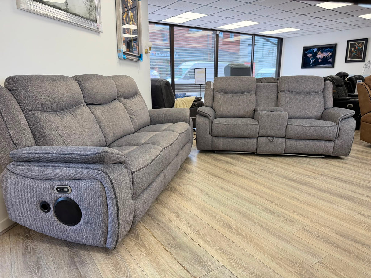 Paradise Cinema Sofa 3+2 Seater – Electric Recliner with Bluetooth, USB-C, LED Lights & Cooling Cup Holders – Grey