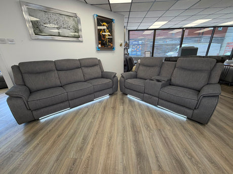 Paradise Cinema Sofa 3+2 Seater – Electric Recliner with Bluetooth, USB-C, LED Lights & Cooling Cup Holders – Grey
