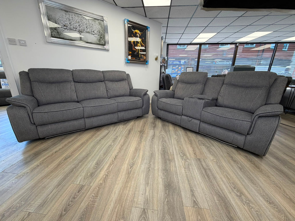 Paradise Cinema Sofa 3+2 Seater – Electric Recliner with Bluetooth, USB-C, LED Lights & Cooling Cup Holders – Grey
