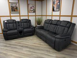 Aspen Smart Electric Recliner Sofa Set 3+2 – Grey Fabric with Bluetooth Speakers, LED Lights & USB Charging