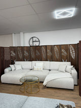 Beige Fabric Large U Shape Corner Sofa Bed with Storage