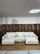 Beige Fabric Large U Shape Corner Sofa Bed with Storage