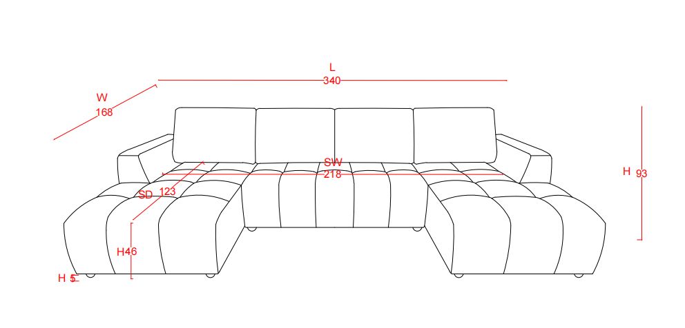 Shanghai Luxury Beige U Shape Corner Sofabed - Ready2Go Furniture