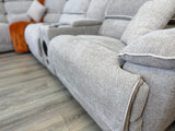 DFS Electric Recliner Corner Sofa – Biege Fabric with Bluetooth Speaker & USB