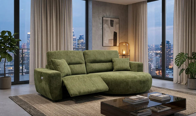 Denver Sofa Green Electric Recliner Right Hand - Ready2Go Furniture
