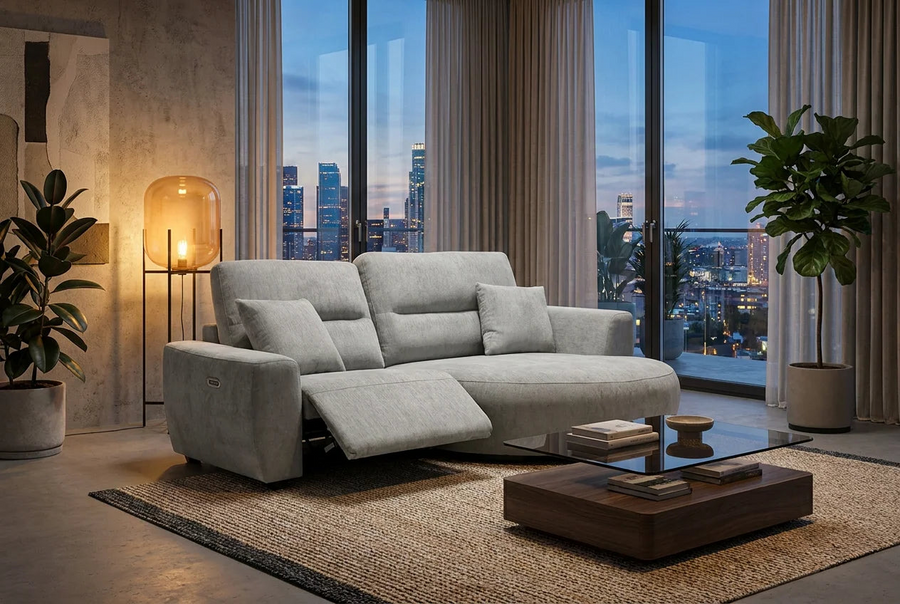 Denver Sofa Grey Electric Recliner Right Hand