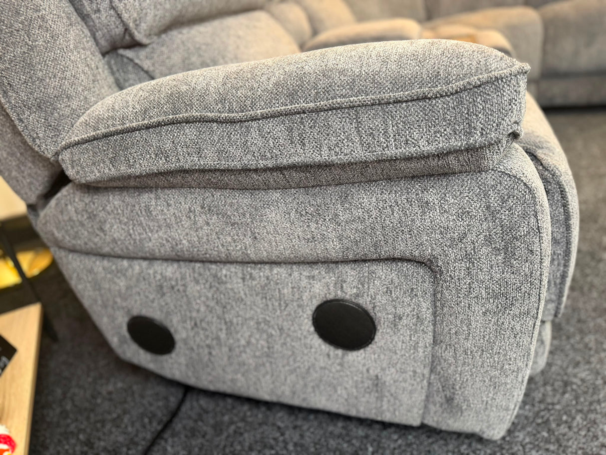 Diego Power Recliner Corner Tech Sofa, Chunky Chenille Charcoal