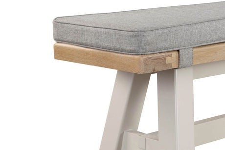 Grey Wooden Fabric Seated Dining Bench Washed Oak Top