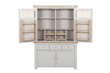 Taupe Wooden Larder Hutch Storage Washed Oak Top