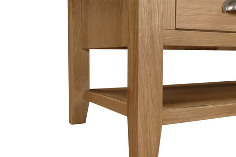 Natural Oak Small Coffee Table with Drawers and Shelf