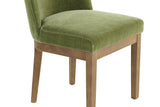 Green Fabric Dining Chair with Solid Wooden Legs