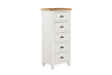 Cashmere Wooden 5 Drawer Narrow Tallboy with Oak Top