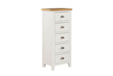 Cashmere Wooden 5 Drawer Narrow Tallboy with Oak Top