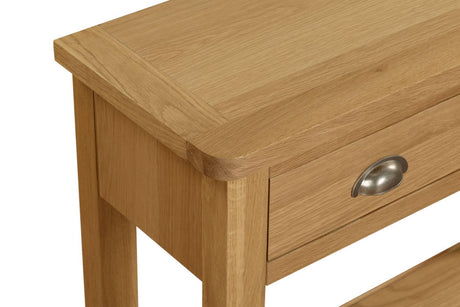 Natural Oak 2 Drawer Console Table with Shelf