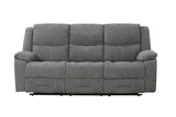 Grey Fabric 3 Seater Manual Recliner Sofa with Cup Holder