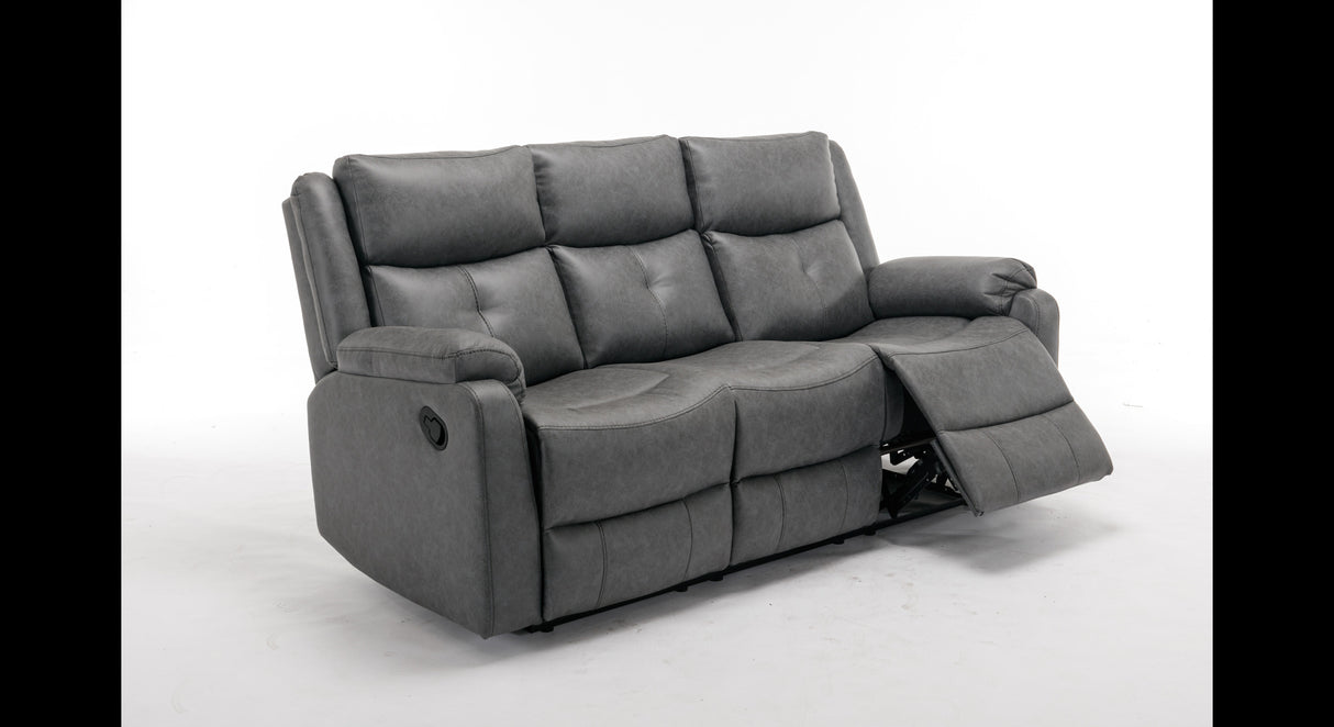 Belair 3 Seater With Manual Recliner Sofa - Grey
