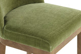 Green Fabric Dining Chair with Solid Wooden Legs