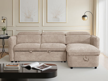 Beige Fabric Universal Corner Chaise Sofabed