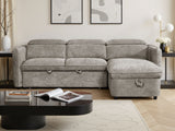 Grey Fabric Universal Corner Chaise Sofabed with Storage