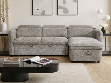 Grey Fabric Universal Corner Chaise Sofabed with Storage