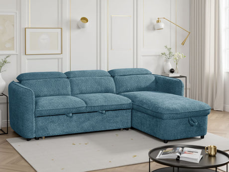 Blue Fabric Universal Corner Chaise Sofabed with Storage