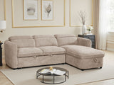Beige Fabric Universal Corner Chaise Sofabed