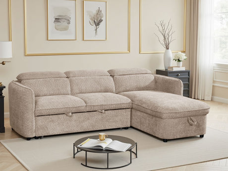 Beige Fabric Universal Corner Chaise Sofabed