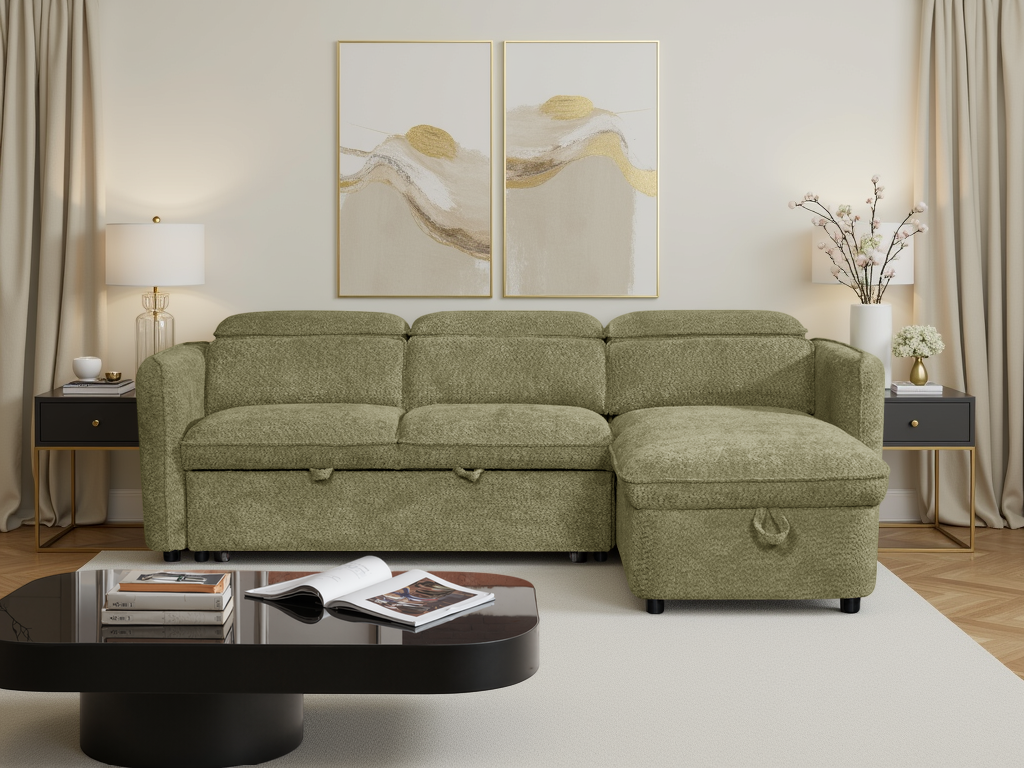 Capri Sofabed Green Universal Corner - Ready2Go Furniture