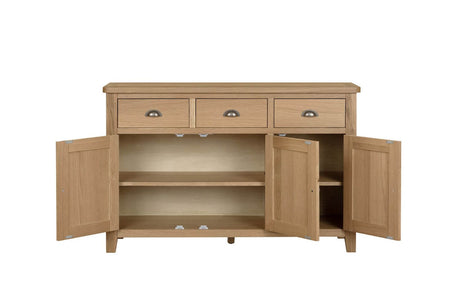 Natural Oak 3 Door 3 Drawer Large Sideboard