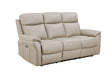 Cashmere Cream Leather 3 Seater Electric Recliner Sofa