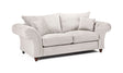 Stone Fabric Buttoned Back Fullback 3 Seater Sofa Scroll Arms