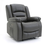 Grey Leather Effect Electric Recliner Armchair